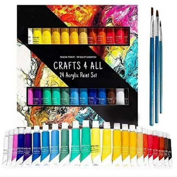 24-colour Acrylic Paint Set with brushes BNIB - Picture 2 of 5